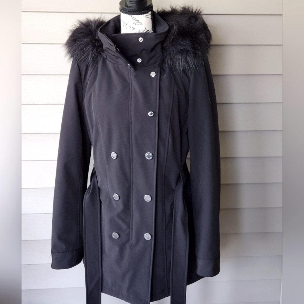 Calvin Klein faux fur hooded Black Jacket